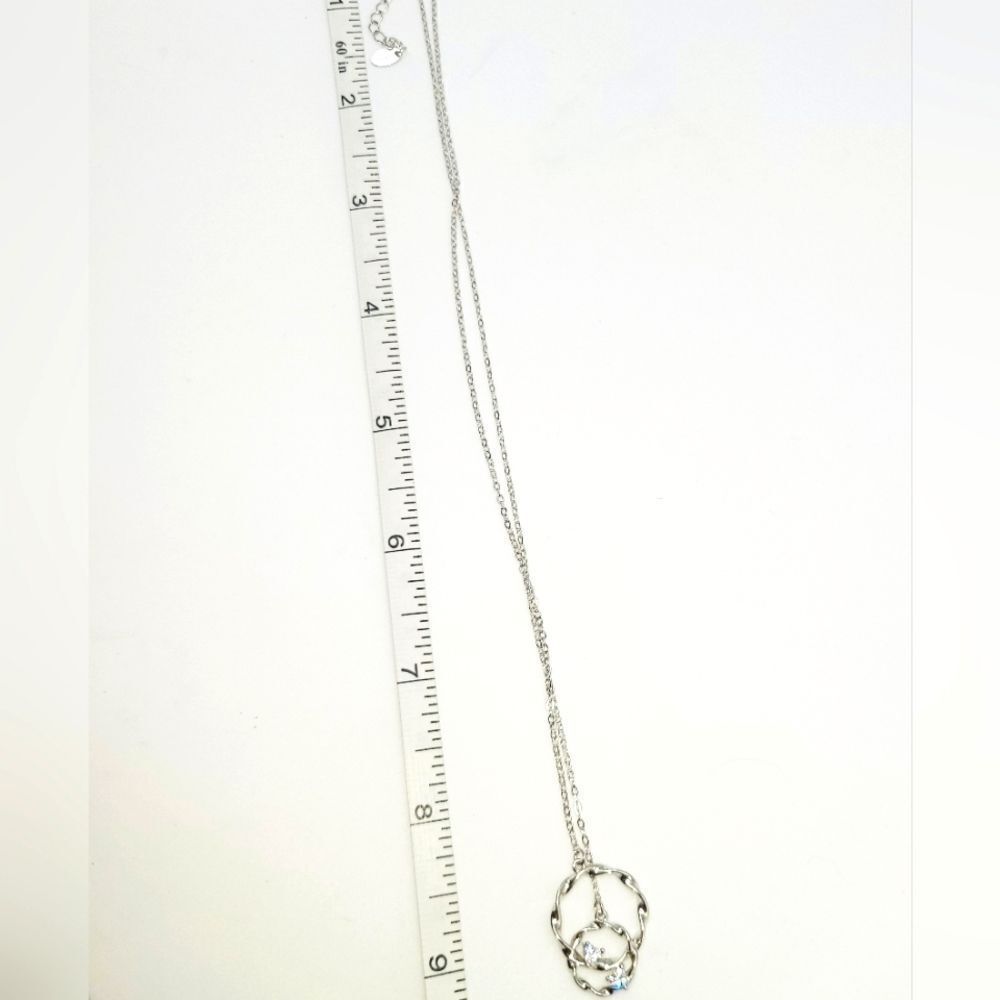 Sterling Silver Cz Interlocking Circle Necklace - image 2